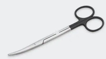 Ножиці Метценбаума, тупокінцеві, зігнуті, дитячі, чорні ручки, суперкат, 115 мм